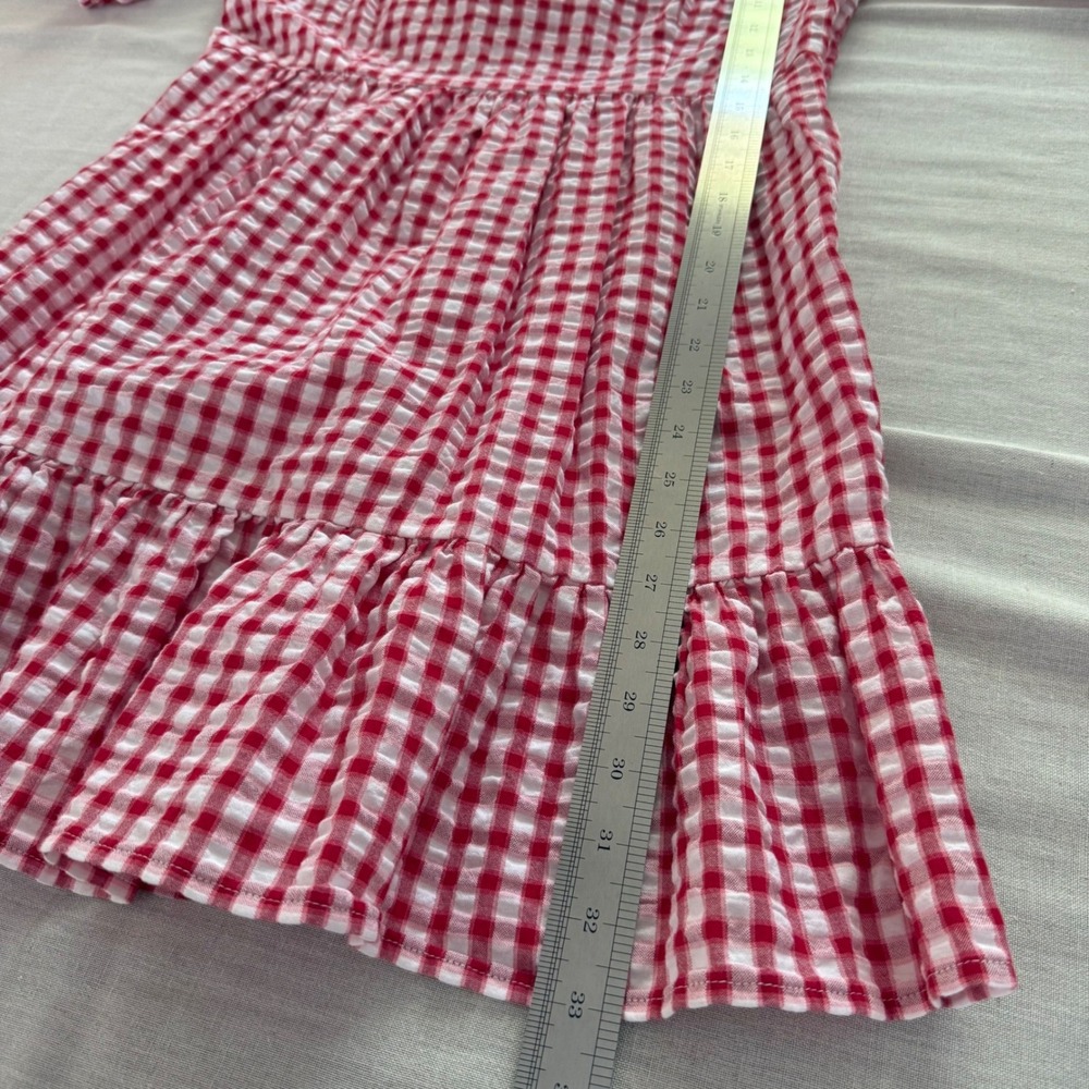 NWT LOFT Size 8 Picnic Gingham Cotton Puff Sleeve Dress Cottagecore Seersucker - Picture 9 of 12
